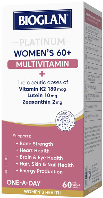 Bioglan Platinum Women's 60+ Multivitamin 60 Tabs x 3 Pack = 180 Tabs
