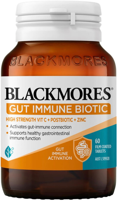 Blackmores Gut Immune Biotic 60 Tabs to support gastrointestinal immune function, strengthen immune defence after exercise and help reduce common cold duration and severity