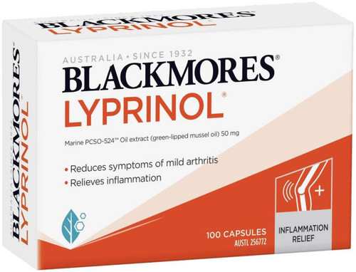 Blackmores Lyprinol 100 Caps to help relieve mild joint inflammation, support joint mobility and reduce symptoms of osteoarthritis with Green-Lipped Mussel Oil