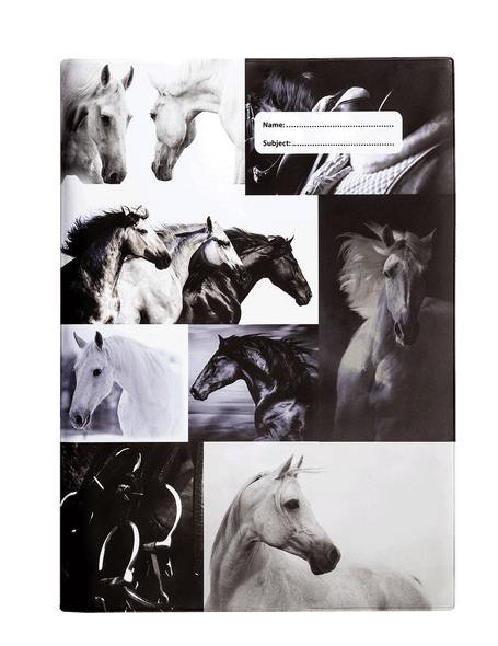 A4 Book Cover - Black & White Horses 4