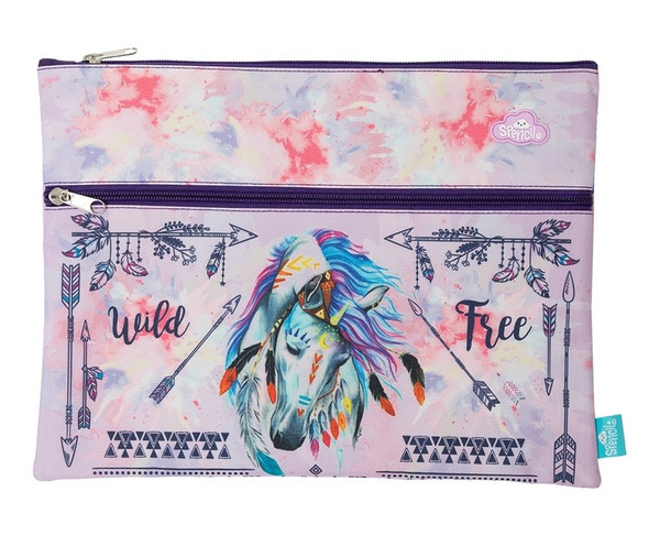 A4 Twin Zip Pencil Case - Dreamcatcher Horse