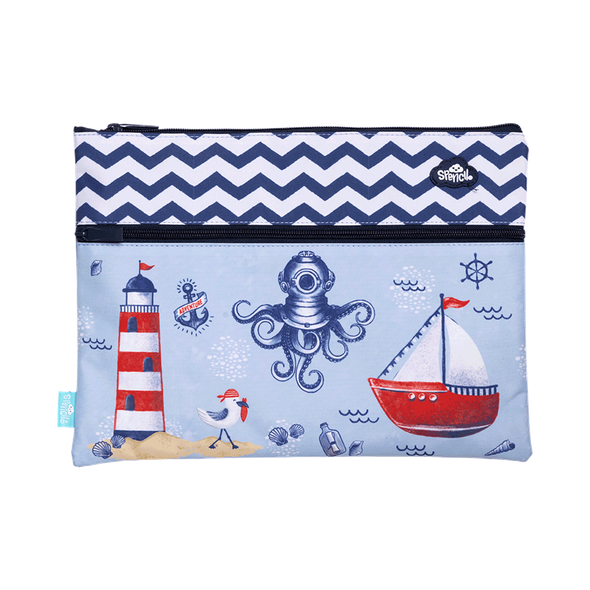 A4 Twin Zip Pencil Case - Little Sailor