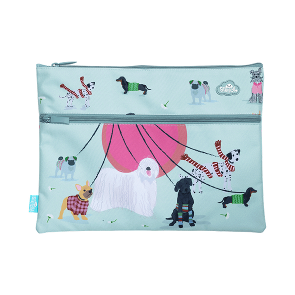 A4 Twin Zip Pencil Case - Pooches on Parade