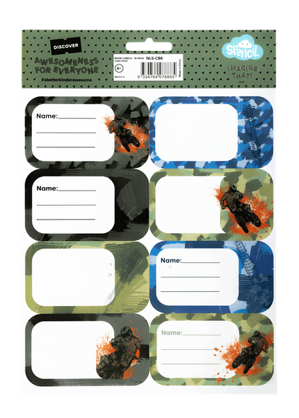 Book Labels - Camo Biker
