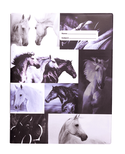 Exercise Book Cover - Black & White Horses 4