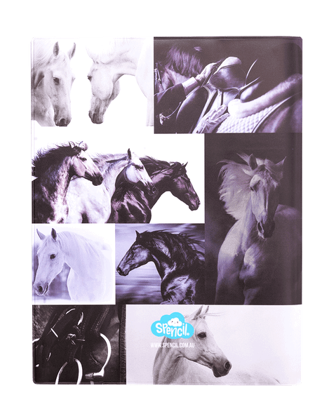 Exercise Book Cover - Black & White Horses 4