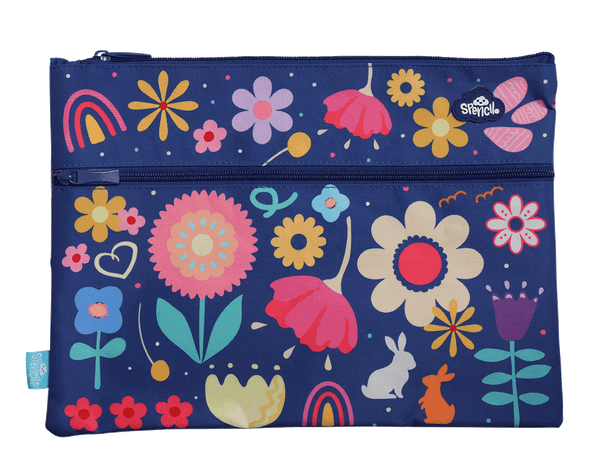 A4 Twin Zip Pencil Case - Flower Power