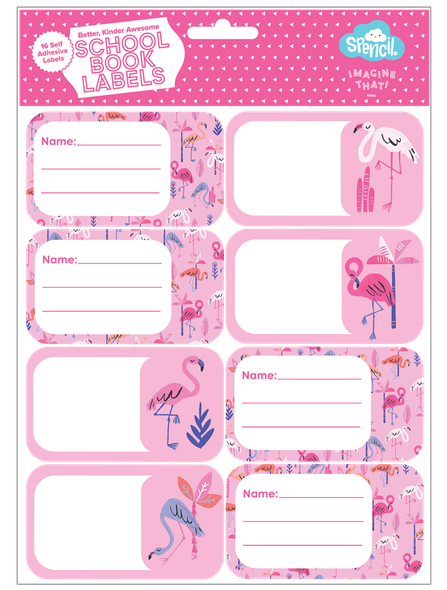 Book Labels - Flamingo Splash