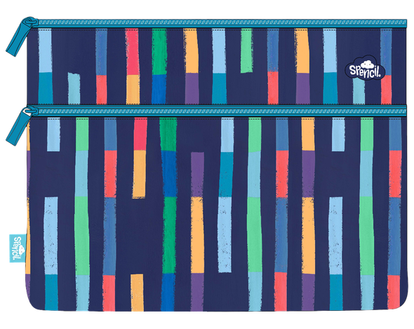 A4 Twin Zip Pencil Case - Bright Stripes