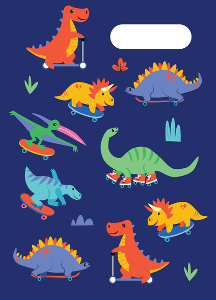A4 Book Cover - Dino Skate Park