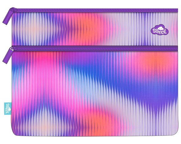 A4 Twin Zip Pencil Case - Prism Pop