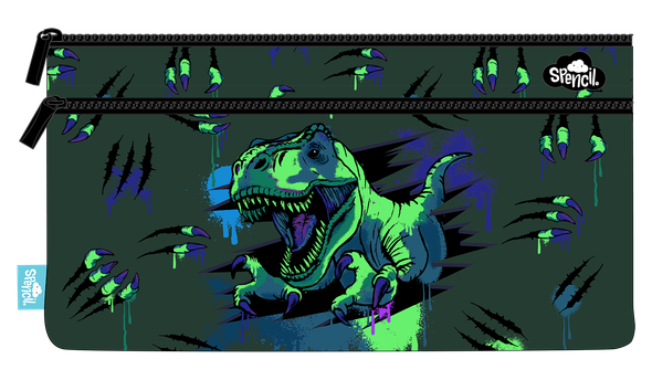 Twin Zip Pencil Case - Raptor Rampage