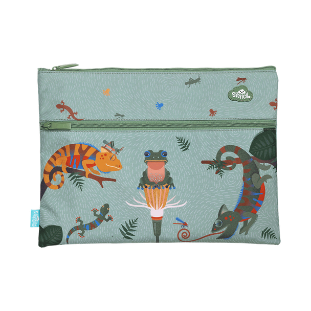 A4 Twin Zip Pencil Case - Quirky Chameleon