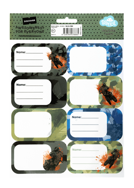 Book Labels - Camo Biker