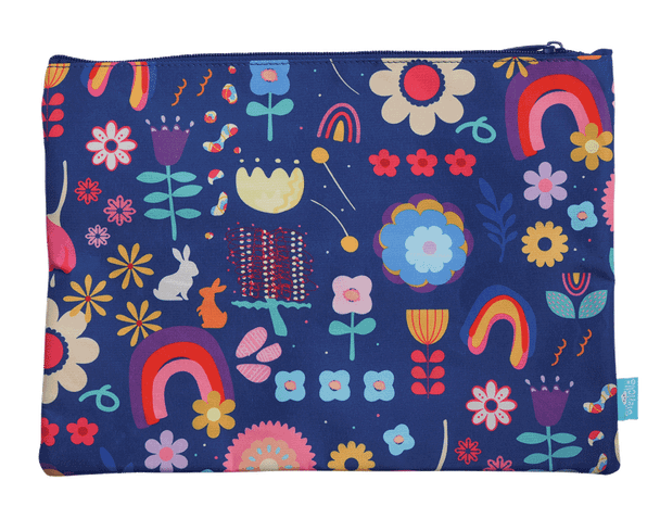 A4 Twin Zip Pencil Case - Flower Power