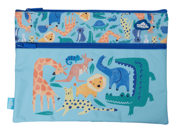 A4 Twin Zip Pencil Case - Safari Puzzle
