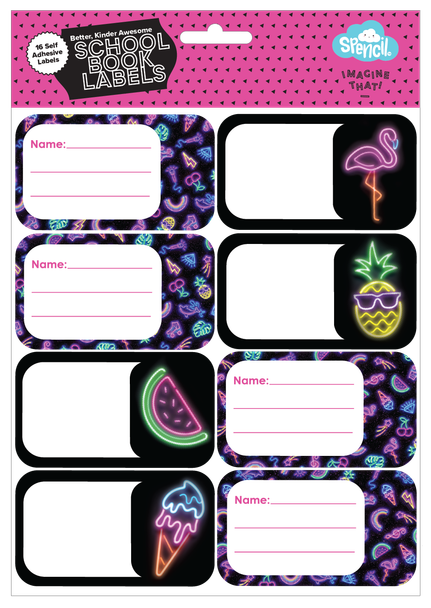 Book Labels - Neon Party