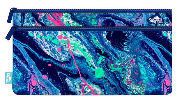 Twin Zip Pencil Case - Liquid Marble