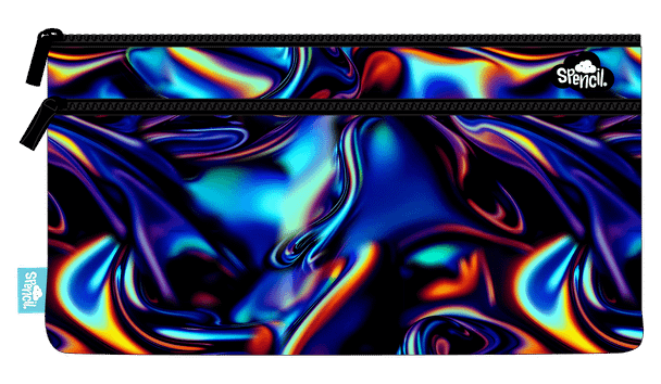Twin Zip Pencil Case - Metallic Waves