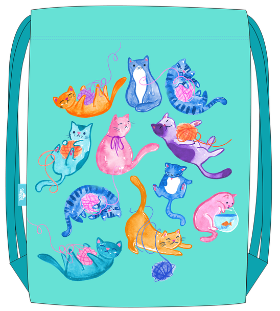 Big Drawstring Bag - Crazy Cats