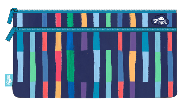 Twin Zip Pencil Case - Bright Stripes