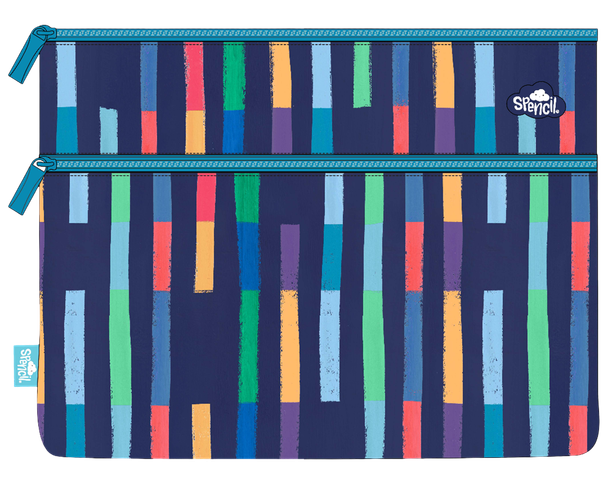 A4 Twin Zip Pencil Case - Bright Stripes