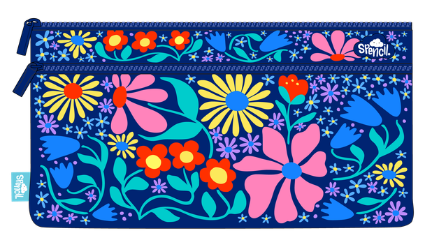 Twin Zip Pencil Case - Flower Fun
