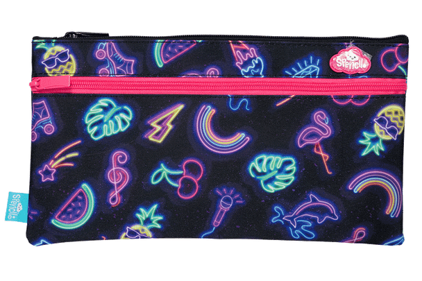 Twin Zip Pencil Case - Neon Party