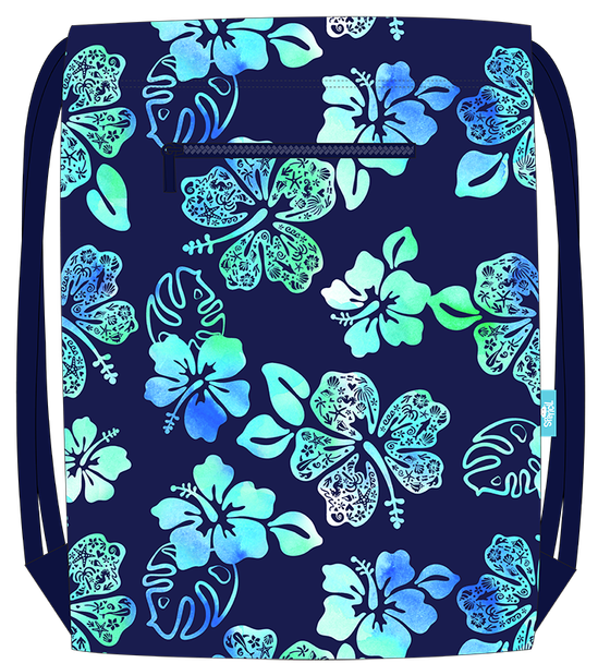 Big Drawstring Bag - Midnight Hibiscus