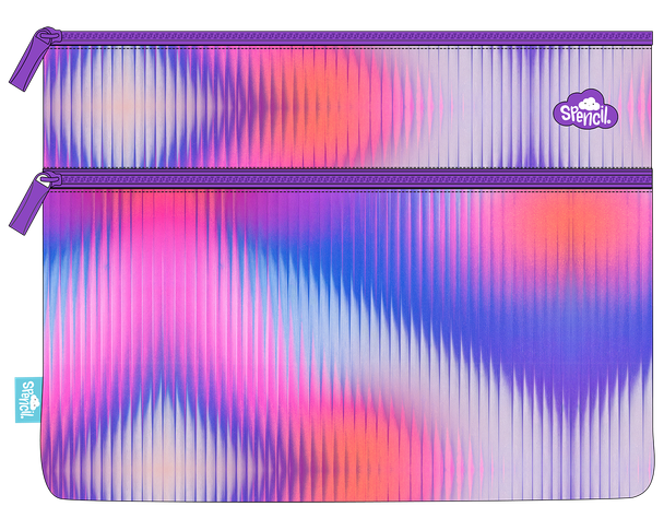 A4 Twin Zip Pencil Case - Prism Pop