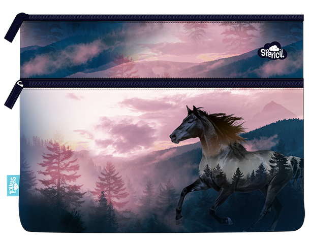 A4 Twin Zip Pencil Case - Twilight
