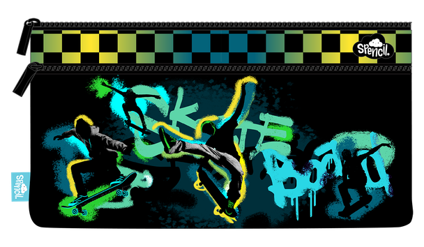 Twin Zip Pencil Case - Skate Crew