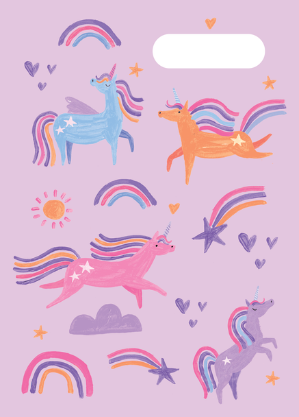 A4 Book Cover - Unicorn Playtime 2