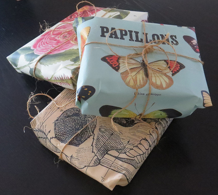 Butterfly blue print gift wrap paper