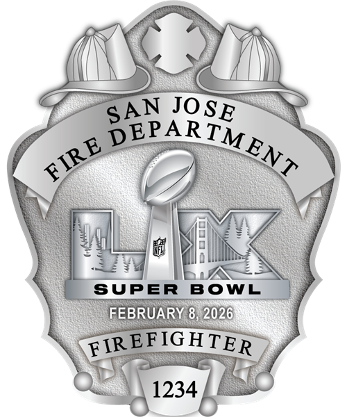 San Jose FD Super Bowl LX Silver Fire Shield