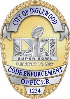 Inglewood Code Enforcement Oval Shield - Gold with Silver panels