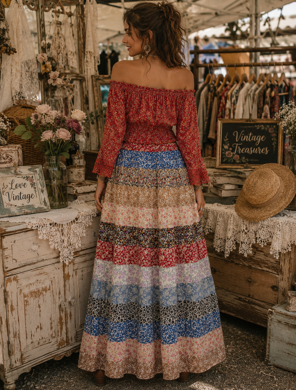 FREE SHIP! Patchwork Prairie Skirt-One Size EXACT PATTERN - The