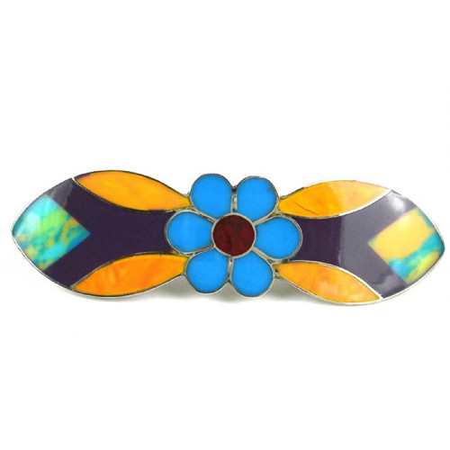 Alpaca Silver and Resin Flower Barrette