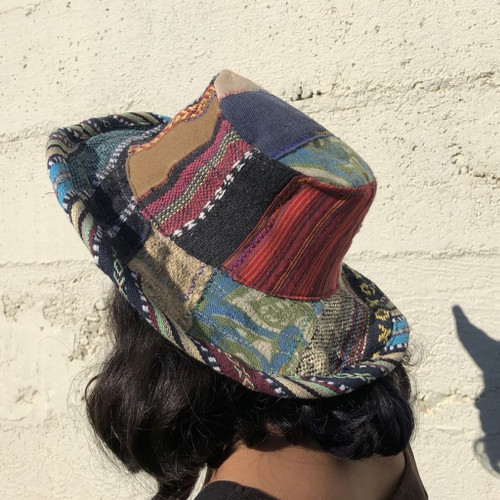 SALE! Upcycled Patchwork Hat With Finished Edge