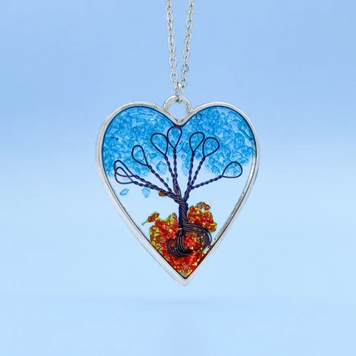 Crystal Tree of Life Heart Necklace