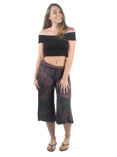 Rayon Tie-Dye Gauchos w/ Drawstring Waist