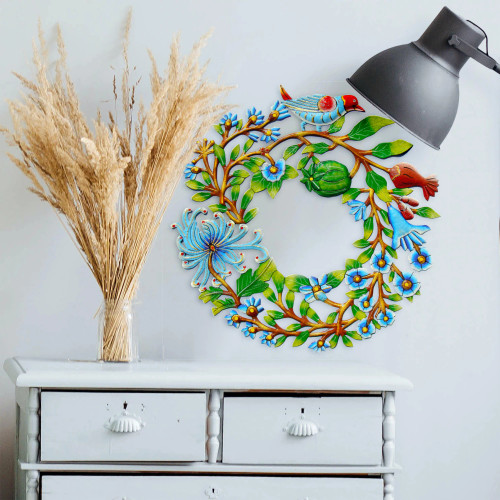 Colorful Bird Wreath Wall Art