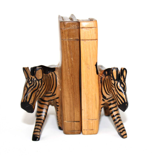 Jacaranda Wood Zebra Book Ends-Set of 2