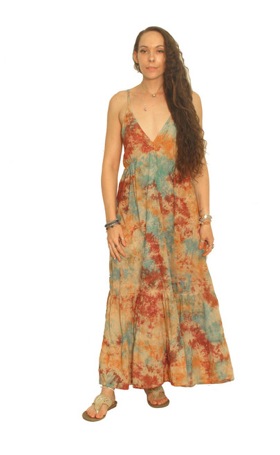 Tie Dye Maxi Tie Back Dress