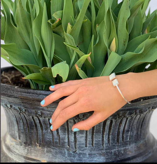 Mother of Pearl Square Cuff Bracelet