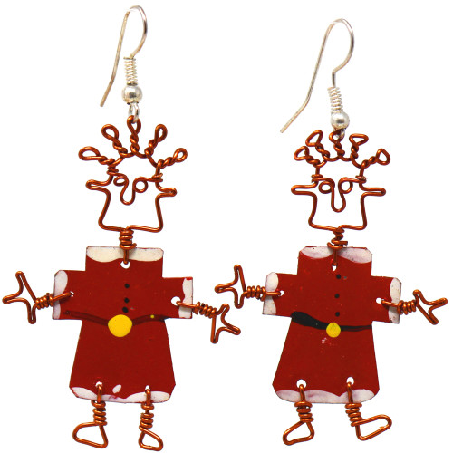 Dancing Girl Santa Earrings