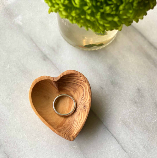 Olive Wood Heart Trinket Bowls-Set of 2