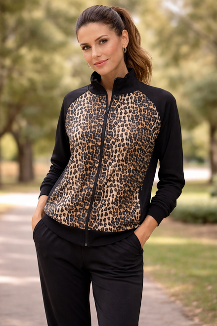 SALE! Pre-Loved Massey Black Leopard Track Set-Size 1X