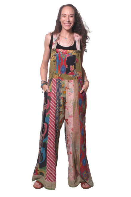 Traveler Lounge Patchwork Overalls Plus Size Available