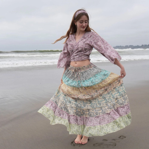 Paisley Patchwork Maxi Skirt-Plus Size Available